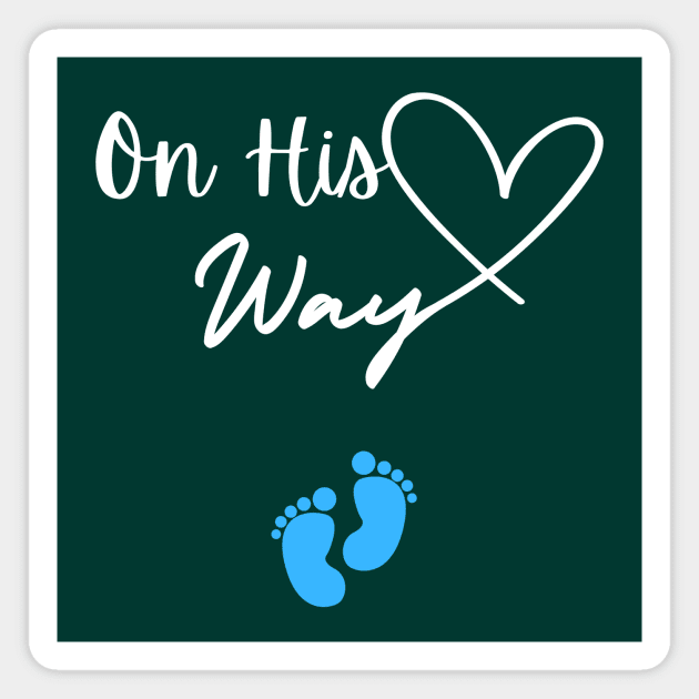 On His Way – Baby Boy Announcement Magnet by Inkarti